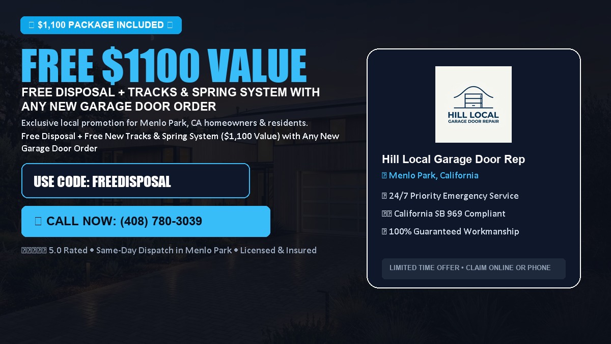 Free Disposal + Free New Tracks & Spring System with Any New Garage Door Order ($1100 Value) in Menlo Park, CA